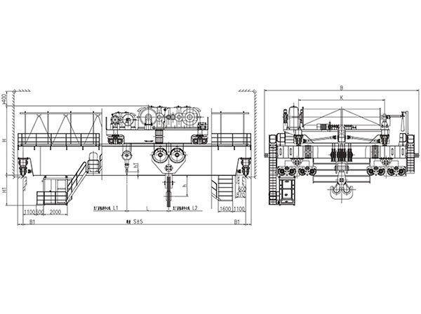 QD型500、100~550、100t吊钩桥式起重机
